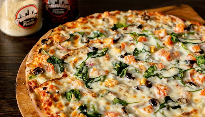Frankie's Chicago Style Pizza restaurant in Basswood Grove, MN serves the best vegetarian thin crust pizza