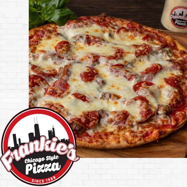 Frankie's Chicago Style Pizza restaurant in West Metro Suburbs, MN sausage pepperoni thin crust pizza Frankie's Chicago Style Pizza restaurant in West Metro Suburbs, MN sausage pepperoni thin crust pizza